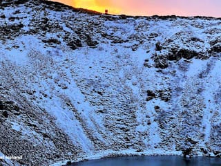 Kerid crater at winter sunset