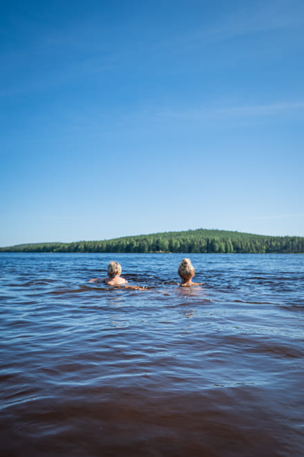 Traditional Finnish sauna experience in summer Rovaniemi