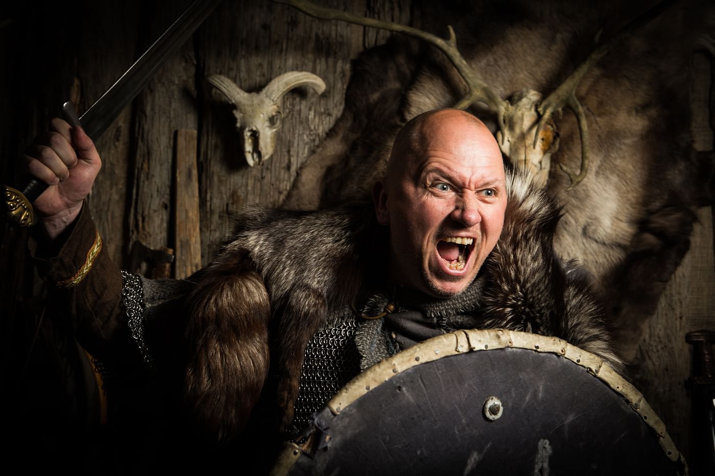 A picture of an Icelandic Viking about to attack