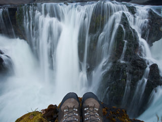 A waterfall on the Laugavegur Volcano Trail. Photocredits: Alastair Humphries.