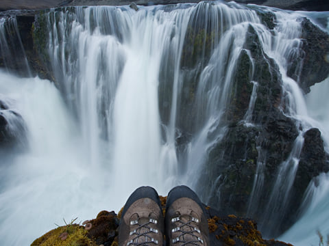 A waterfall on the Laugavegur Volcano Trail. Photocredits: Alastair Humphries.