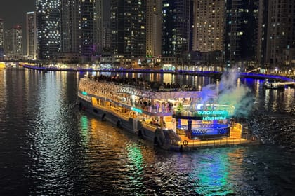 Dubai Lotus Mega Yacht Dinner Cruise Tour with Private Transfers