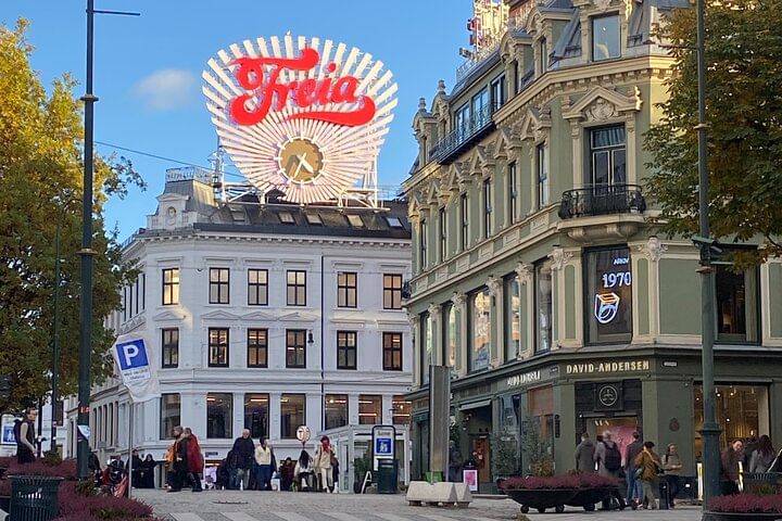 The iconic Freya sign on Karl Johan street