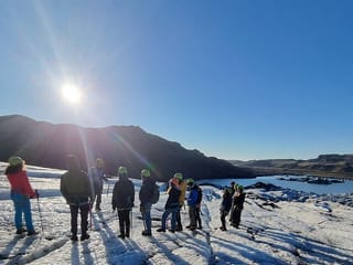 A beautiful sunny day on the glacier.