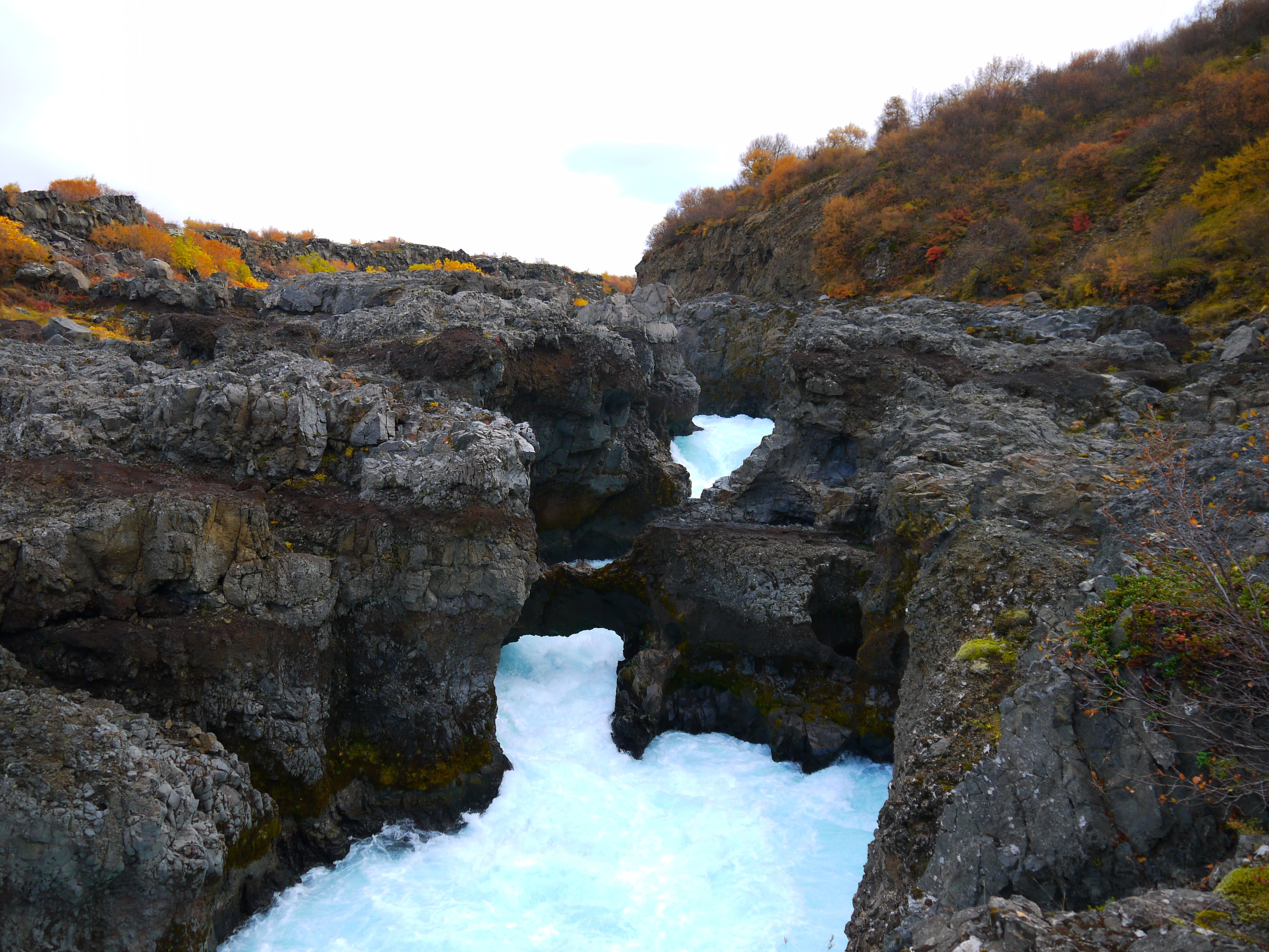 Barnafoss Waterfall overview during around Iceland adventure