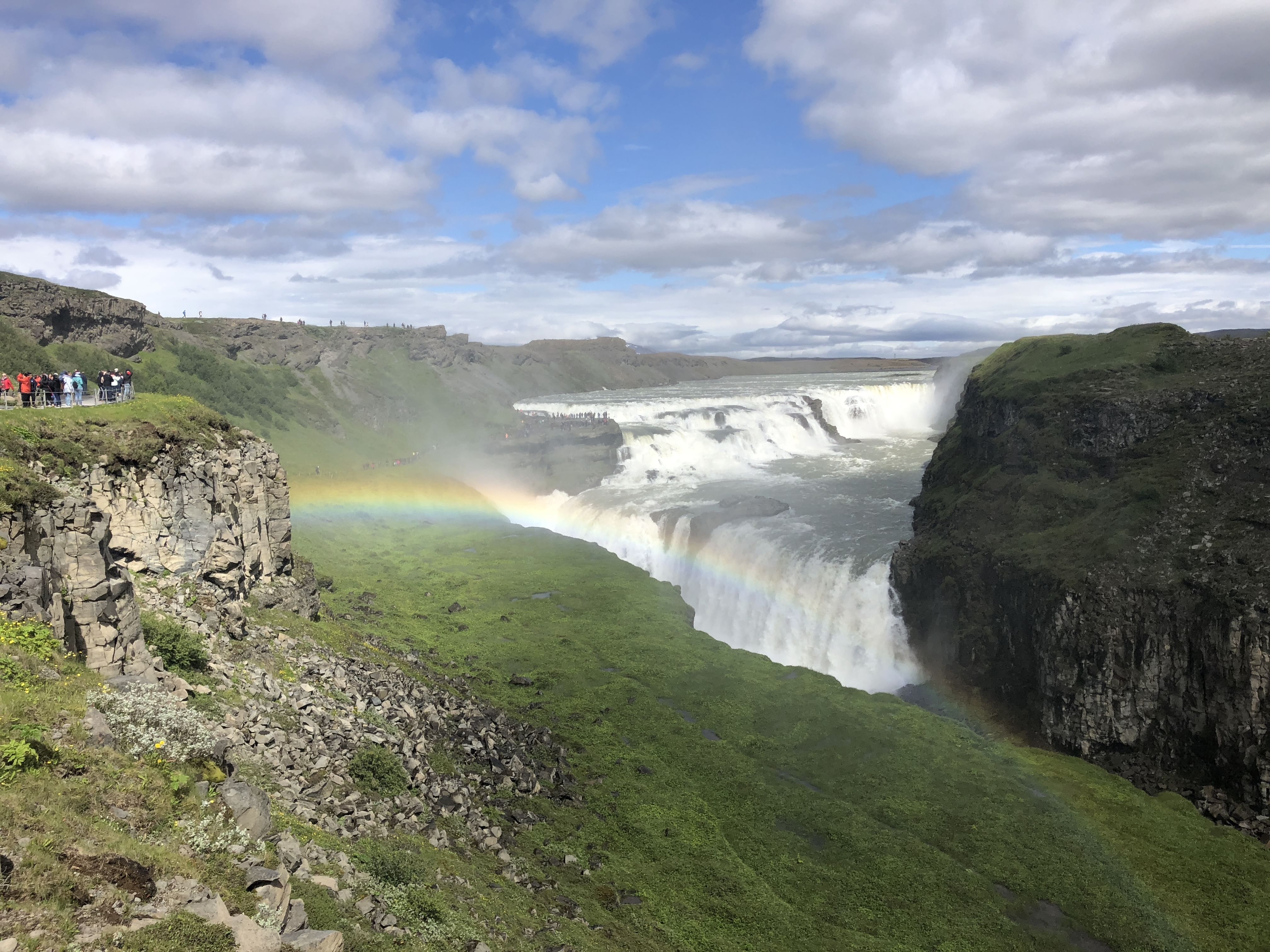 Rainbow decorated Golden waterfall Iceland