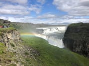 Rainbow decorated Golden waterfall Iceland
