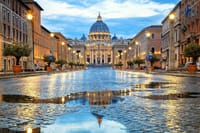 Panorama of Rome with a view of Basilica from St. Peter in the Vatican