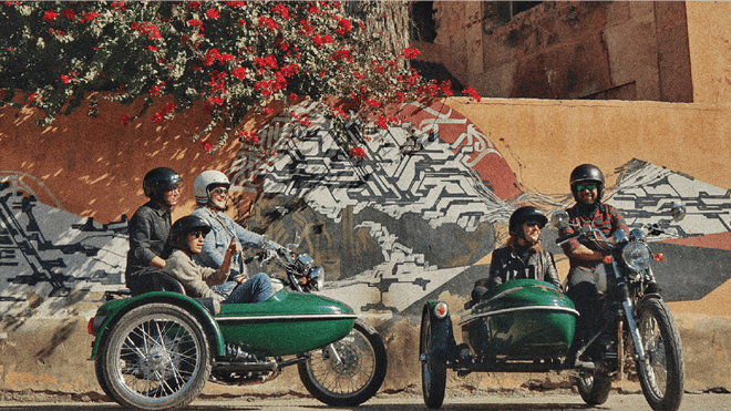 ½ Day : Desert Ride on Vintage Sidecar Moto | Private & Luxury	