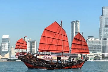 Antique Junk Boat Tour in Victoria Harbour, Hong Kong