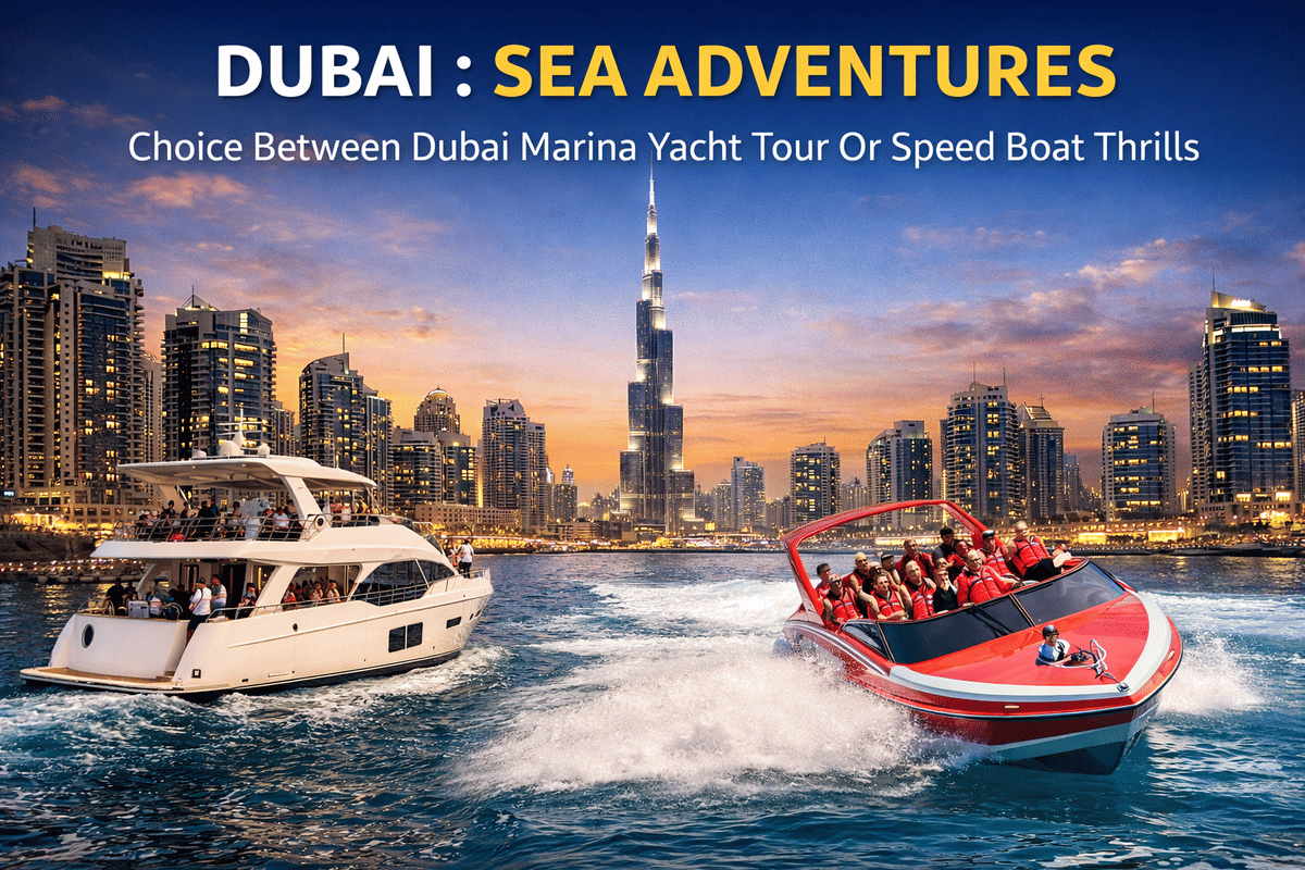 Dubai : Sea Adventures: Choice Between Dubai Marina Yacht Tour Or Speed Boat Thrills