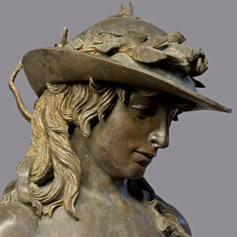 Detail of the face of Donatello's David