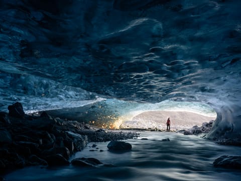 View from deep inside the Sapphire Ice Cave