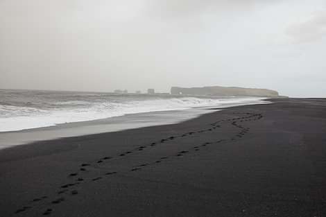 Mysterious Black Sand Beach in Reynisfjara South Coast of Iceland