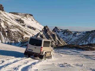 Super jeep off road during Katla ice cave tours Iceland