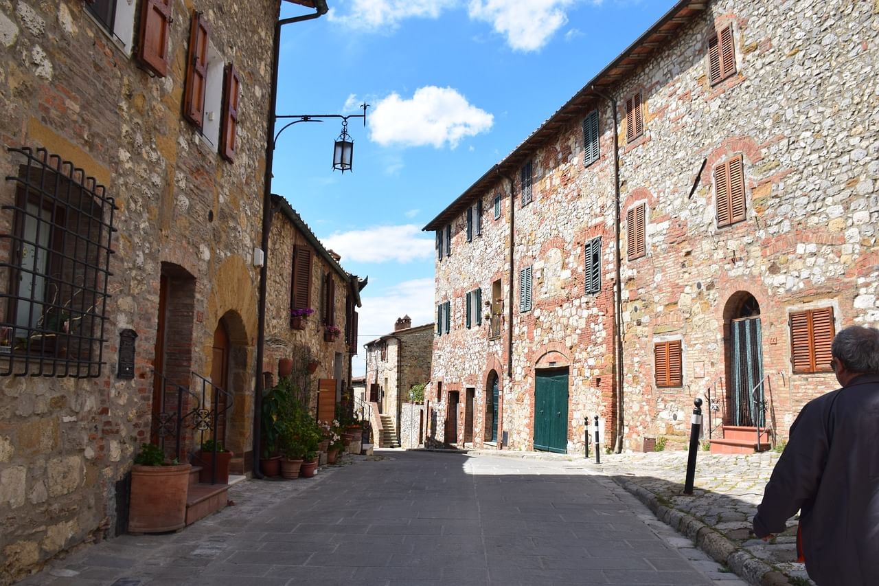 View of one of Cortona's typical street and medieval buildings