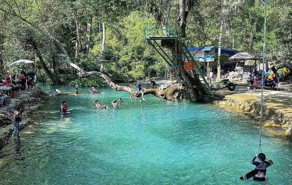 Adventure Tour: Kayak, Zipline, and Explore Caves in Vang Vieng