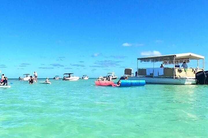 Waist-deep turquoise water at the Key Largo sandbar
