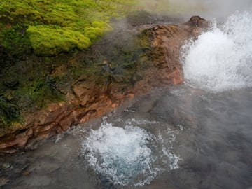Europe's most powerful natural hot spring — 180 litres of near-boiling water surge from the earth every second at Deildartunguhver.