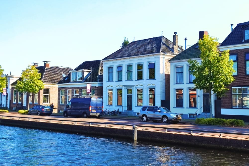 Early morning light at Historic buildings along the route of the Assen scavenger hunt City Detective.