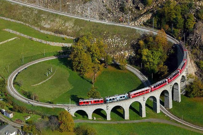 Bernina train and Swiss Alps. Departure from Desenzano photo 2