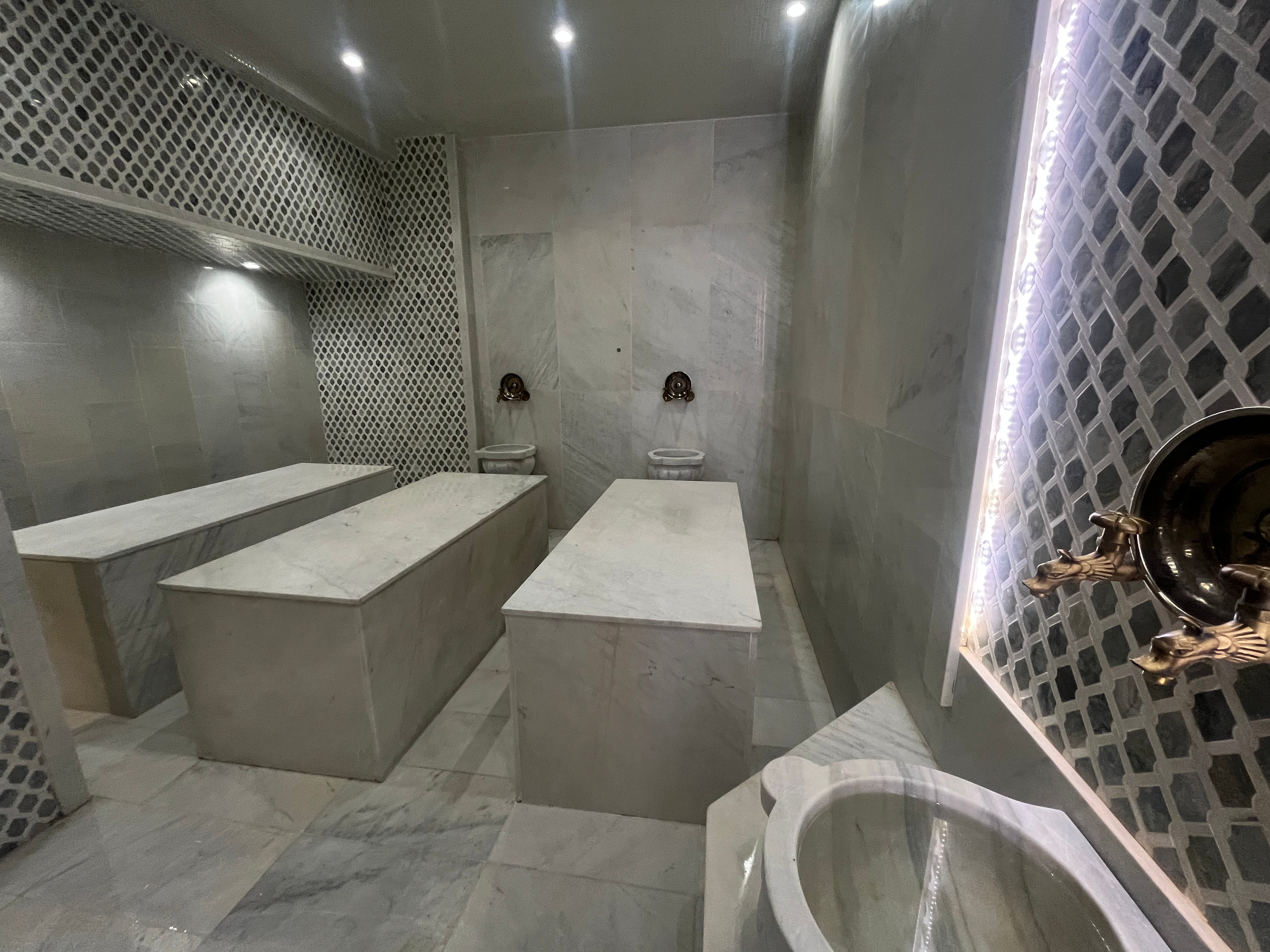 three marble beds for Tutkish bath treatment in Plovdiv SPA
