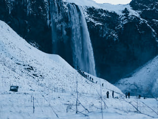 Seljalandsfoss Waterfall in winter
