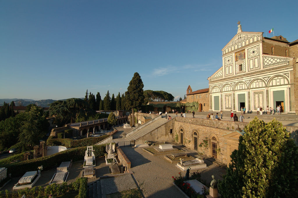 External view of San Miniato al Monte church and its courtyard