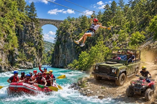 Rafting, Zipline & Canyoning with Lunch & Transfer from Alanya