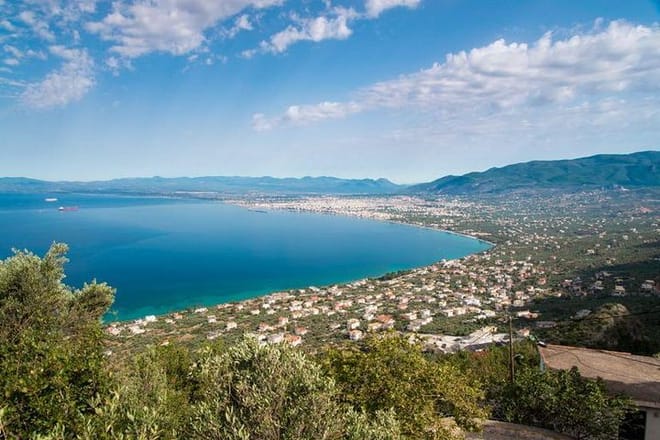 Panoramic view of Kalamata and the Messinian gulf