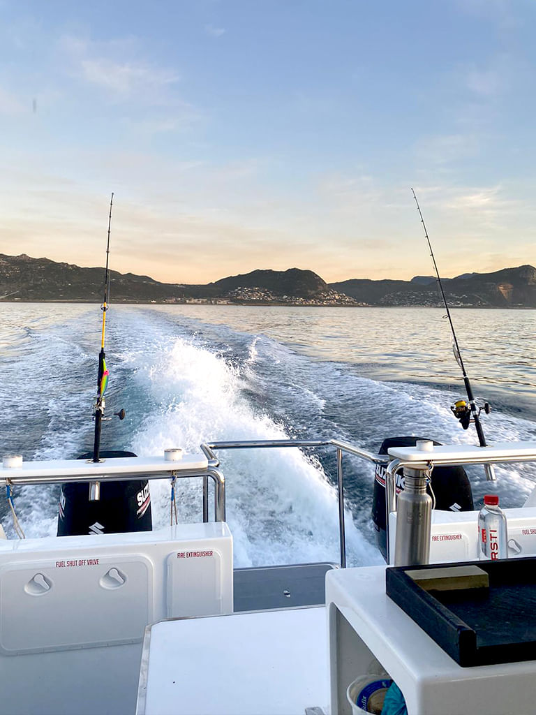 The 'Ocean Bounty' ready for a spectacular Cape sunrise fishing trip.