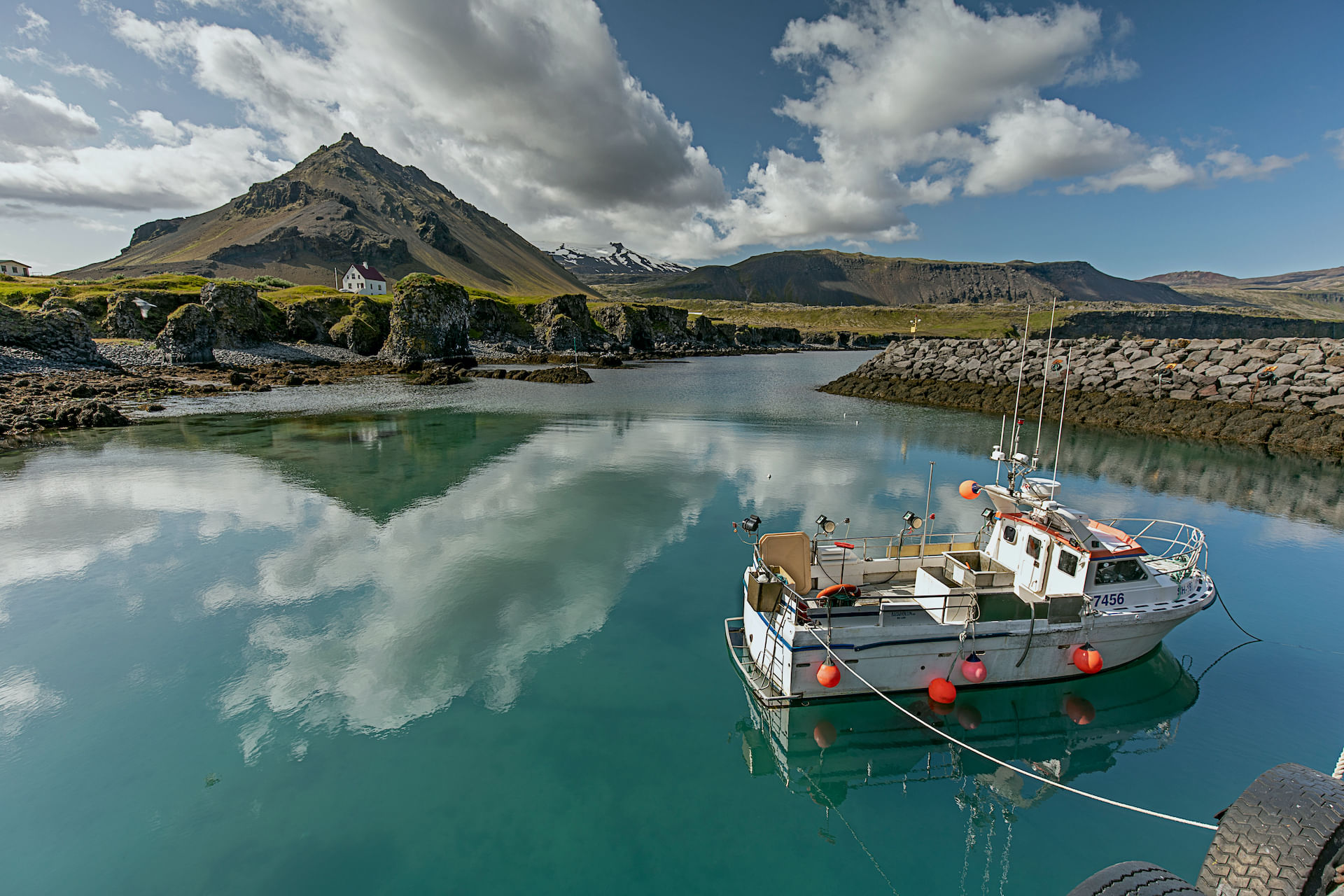 Mt Stapafell and Arnarstapi Harbor