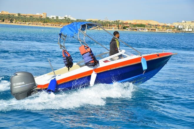 Abu Munkar Island trip by a speed boat Hurghada