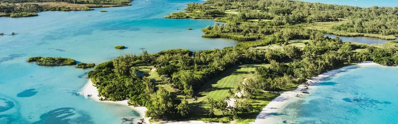 Aerial view of Île aux Cerfs and the east-coast lagoon