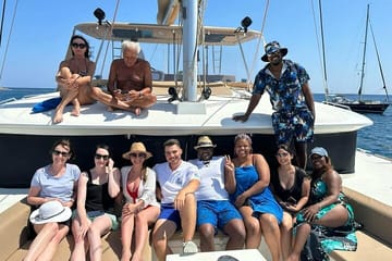 Santorini Sunset Catamaran Cruise with Greek Dinner and Drinks