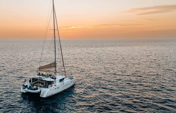 Santorini Sunset Catamaran Cruise, with Greek Dinner, BBQ, Drinks and Transfers