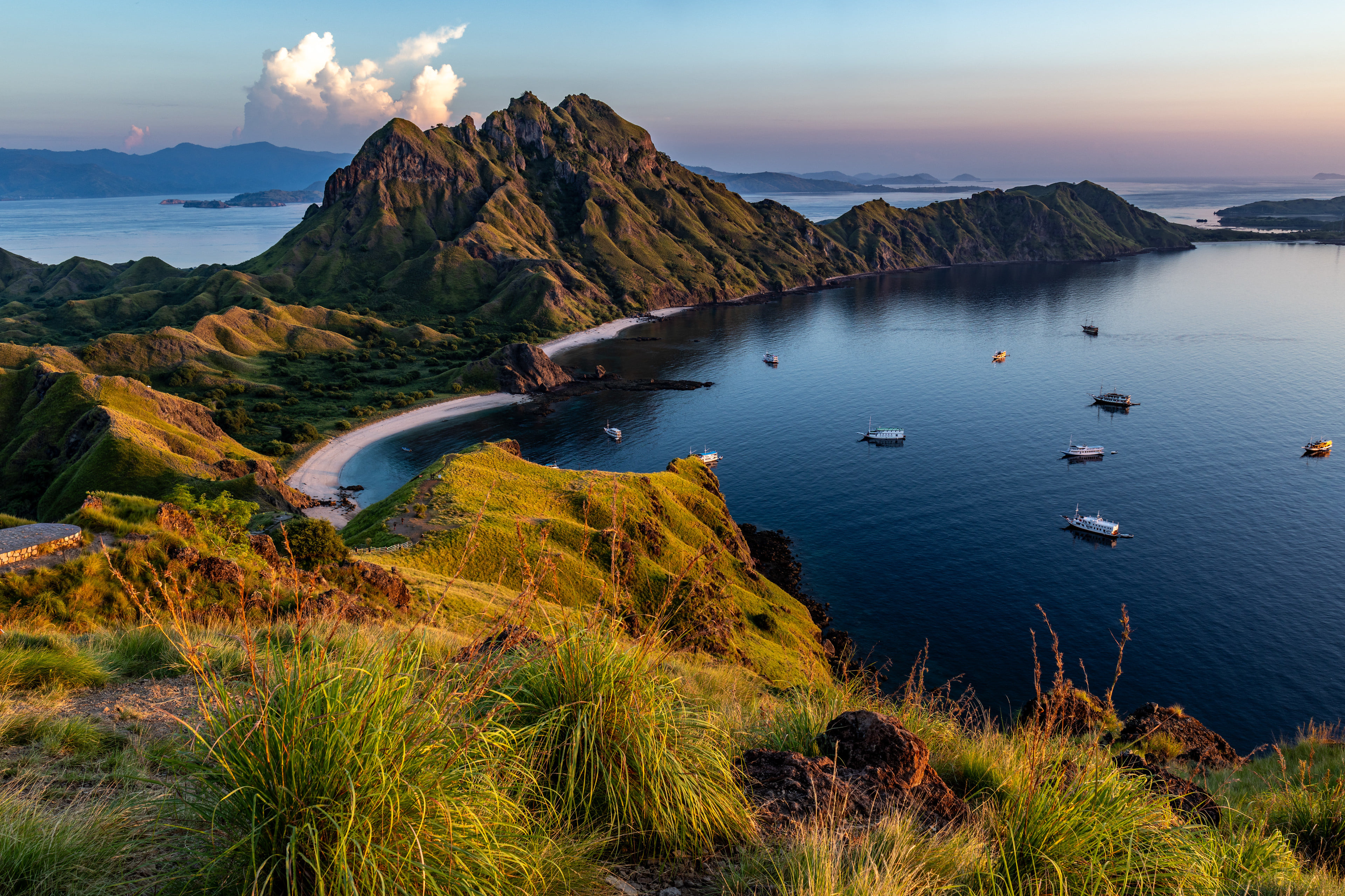 beautiful white sand beach in padar island