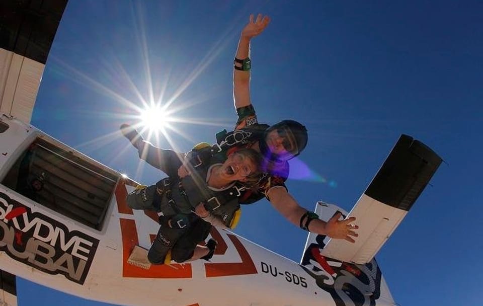 Tandem Skydive Experience Over Dubai Desert with Pickup