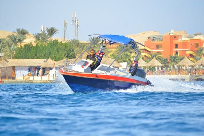 Orange bay Island by a speed boat Hurghada