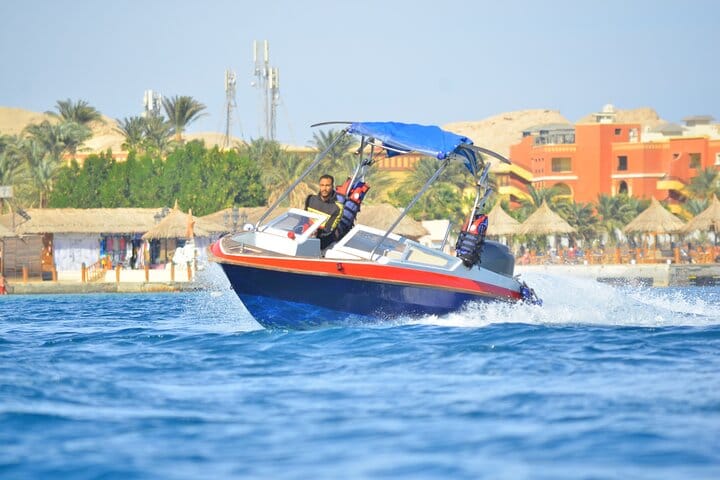 Orange bay Island by a speed boat Hurghada