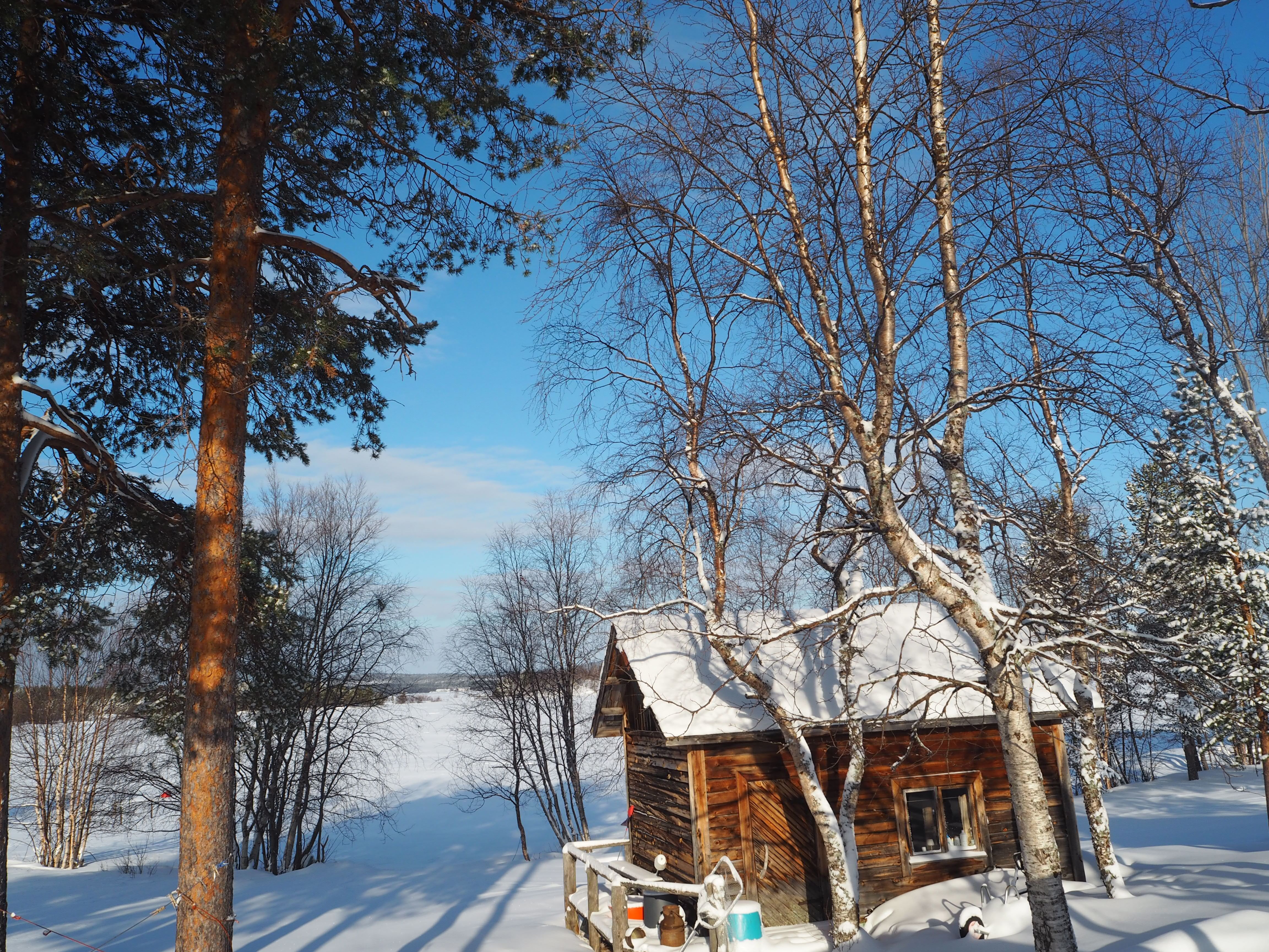 Fishing cabin by lake Inari