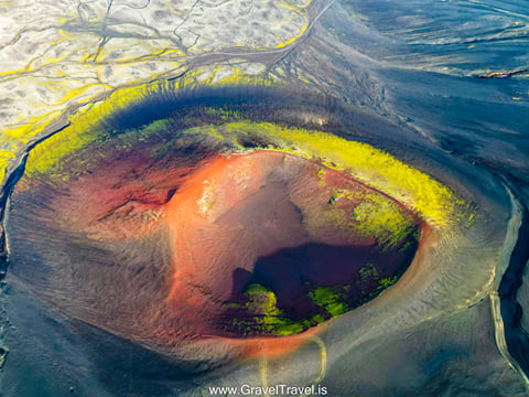 Volcanic crater from 1946 in an eruption in Hekla Icelands most active volcano