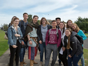 Njal with a group of international students at Clifford's Tower.