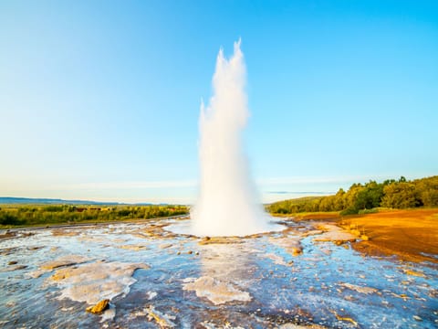 Strokkur hot spring in the Geysir hot springs geothermal area