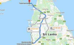 Colombo Airport (CMB) to Talaimannar City Private Transfer