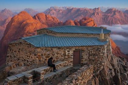 Mount Sinai and St Catherines Monastery from Sharm El Sheikh