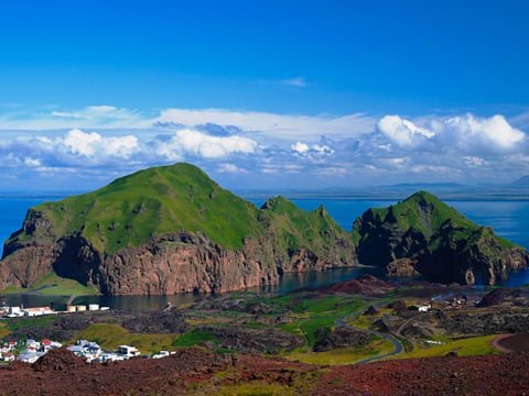 Heimaklettur (Home-cliff) on the Westman Islands near the South Coast of Iceland