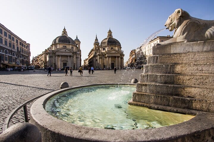 Lions fountain at Piazza del Popolo
