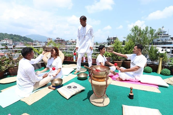 Outdoor Group Singing Bowls Therapy
