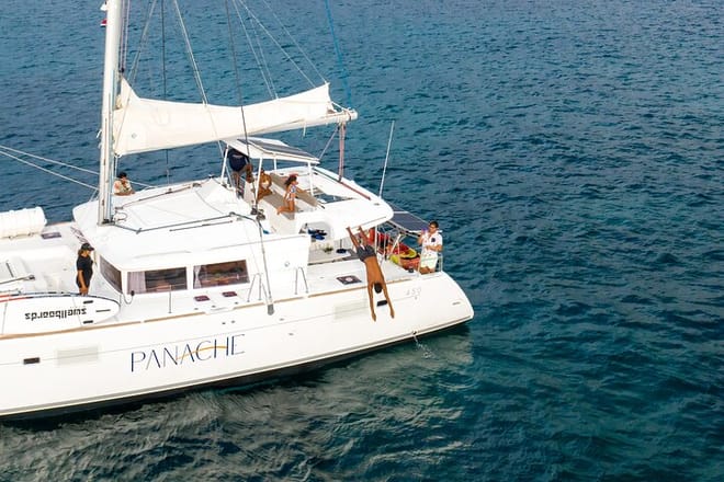 Witness the morning beauty of Costa Rica's coastline from the deck of your private "Panache" catamaran.
